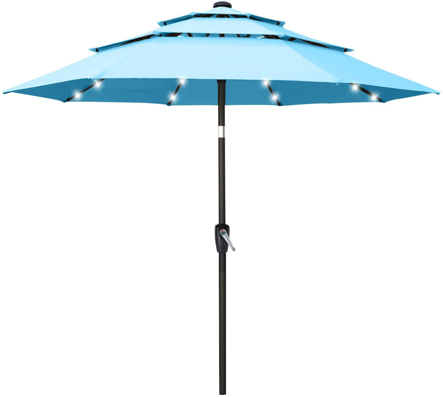 Solar 3 Tiers Patio Umbrella Outdoor with LED